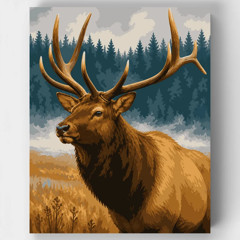 Roosevelt Elk in Mist - Paint by Numbers Kit