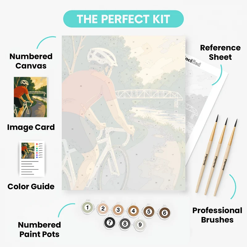 Riverside Trail Cyclist - Paint by Numbers Kit