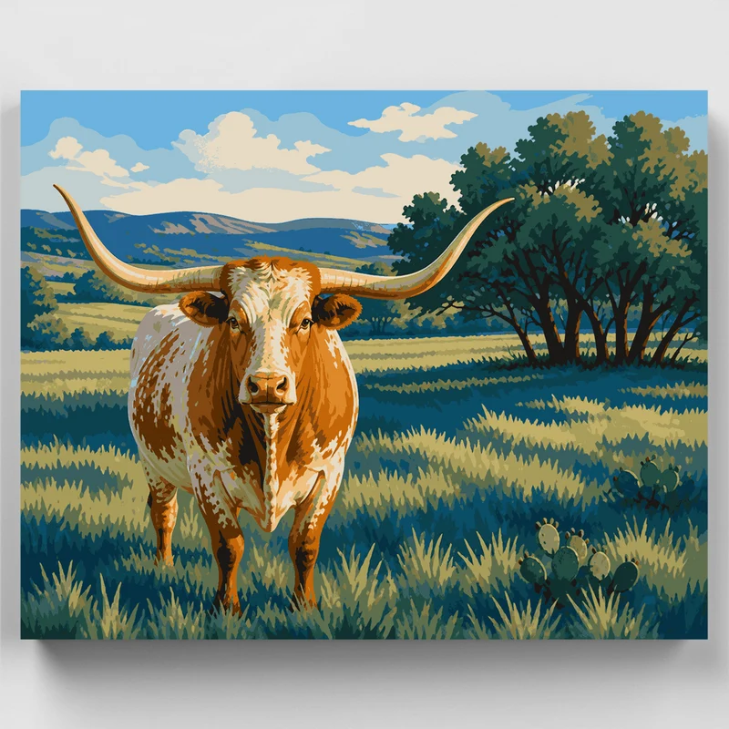 Longhorn's Morning Watch - Paint by Numbers Kit