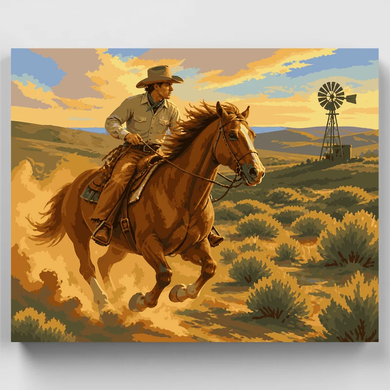 Dusty Trail Gallop - Paint by Numbers Kit