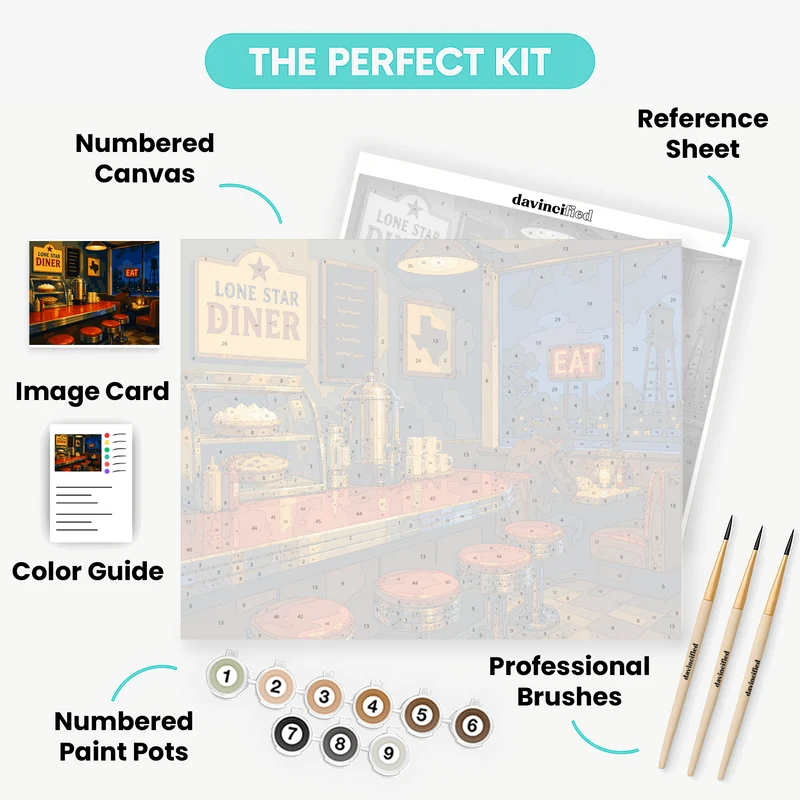 Lone Star Diner Night - Paint by Numbers Kit