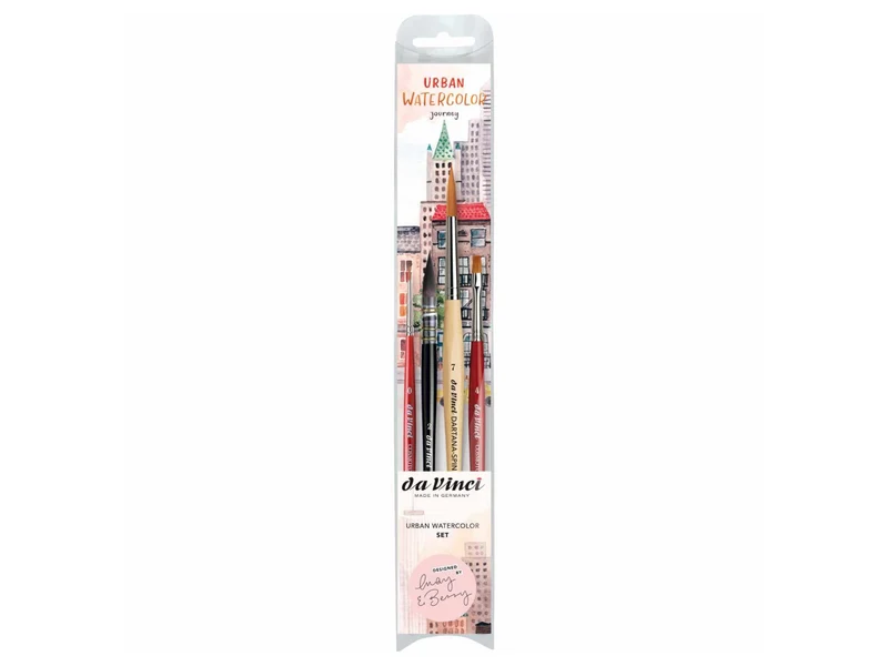 da Vinci | Urban Watercolor Journey 5601 Aquarell Pinsel-Set by May & Berry 4er Set für Urban Sketching & Aquarellkunst