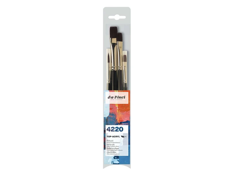 da Vinci | TOP-ACRYL Malpinsel-Set 4220 4er Set, strapazierfähige Pinsel für Acryl- & Ölmalerei