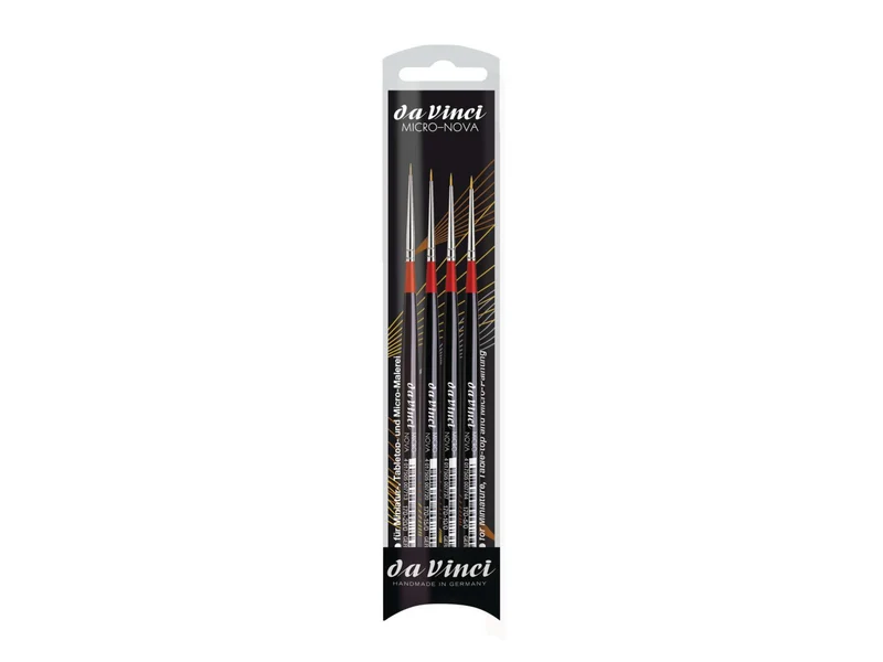 da Vinci | MICRO-NOVA Pinsel-Set 4270 4er Set, Synthetik, Präzisionspinsel für Miniatur- & Tabletop-Malerei