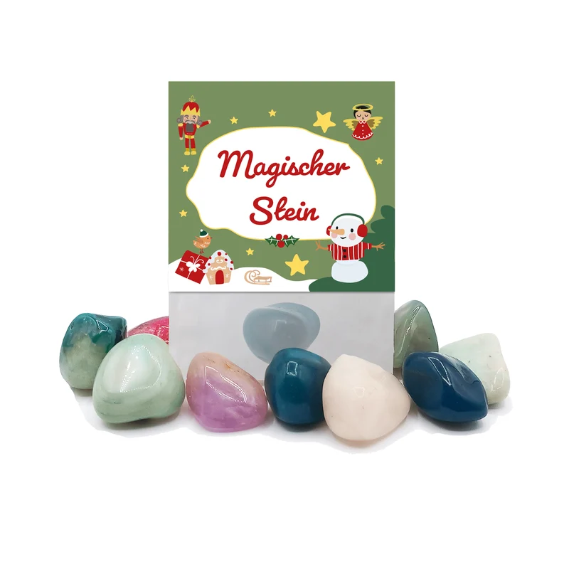 8er Set Glückssteine Weihnachten (Grün)