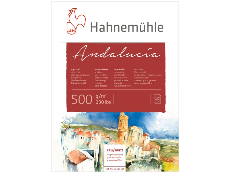 Hahnemühle | Andalucia Aquarellblock Naturweiss, vorne rau / hinten matt