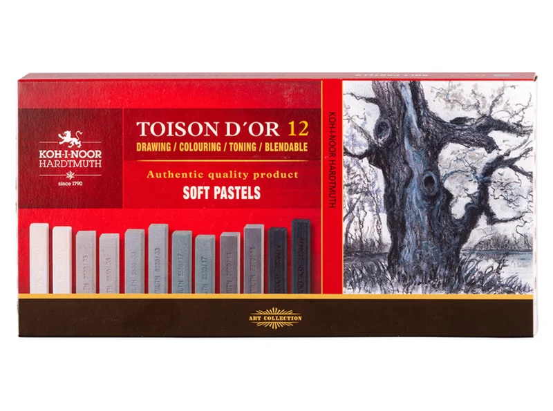 KOH-I-NOOR | Toison d'Or Soft Pastellkreide Eckig Grautöne 12er Set