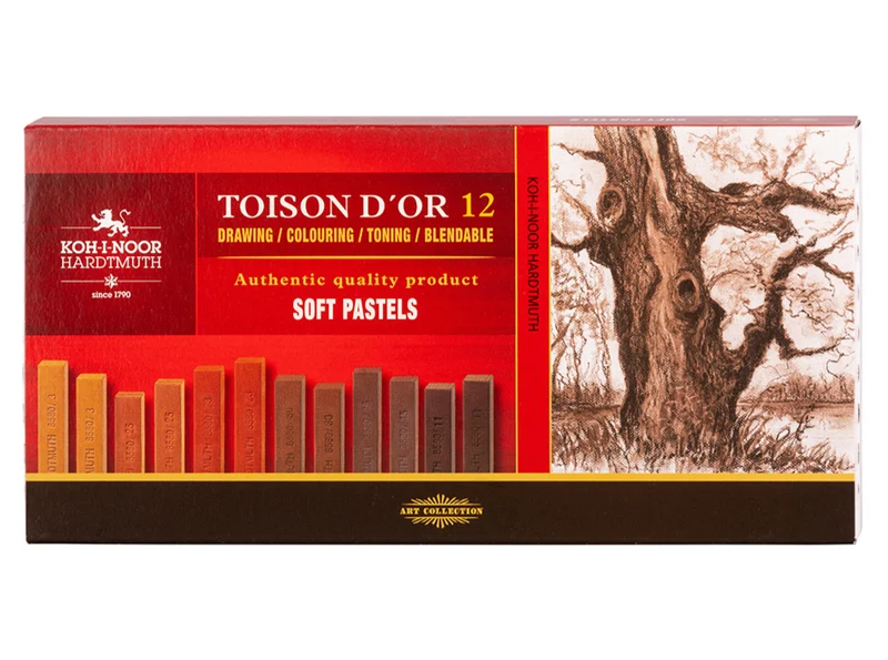KOH-I-NOOR | Toison d'Or Soft Pastellkreide Eckig Brauntöne 12er Set