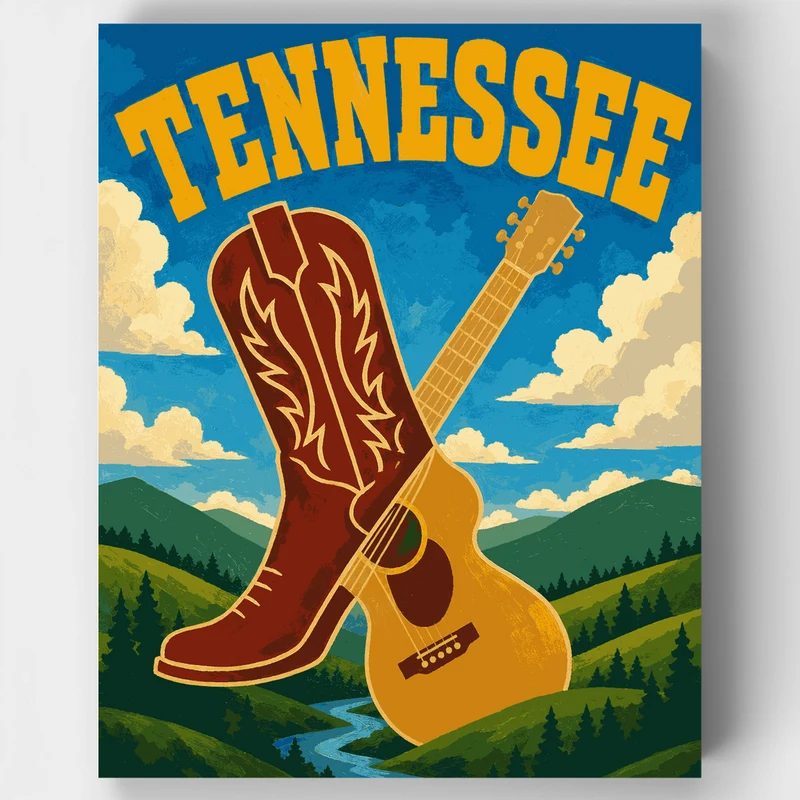 Boot & Guitar Crossed - Paint by Numbers Kit