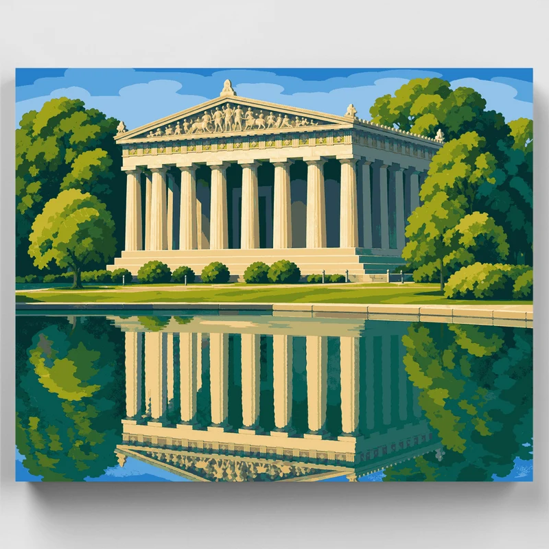 Parthenon Reflecting Pool - Paint by Numbers Kit