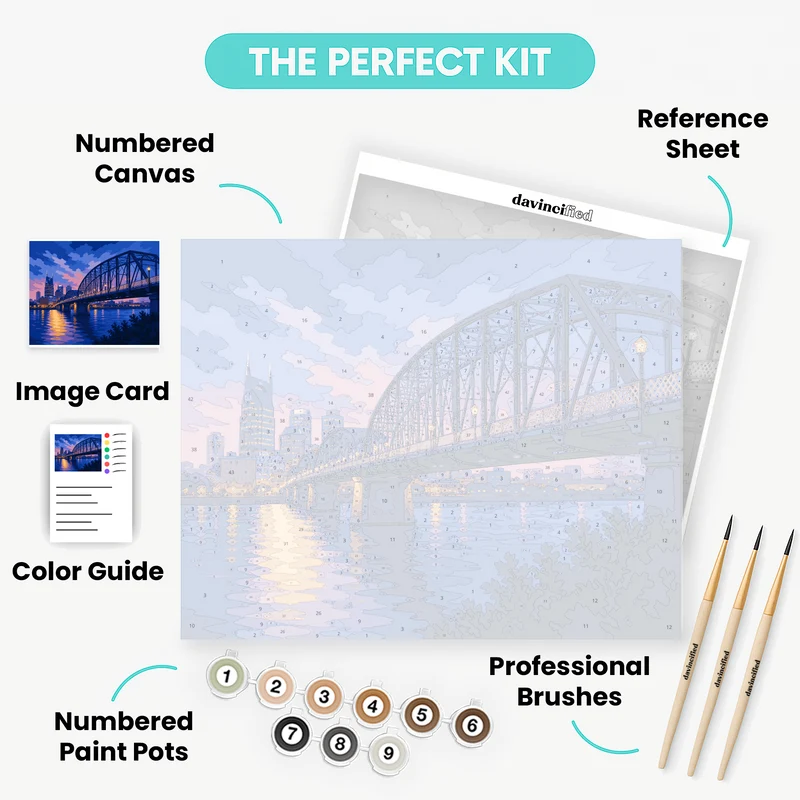 Nashville Bridge at Blue Hour - Paint by Numbers Kit