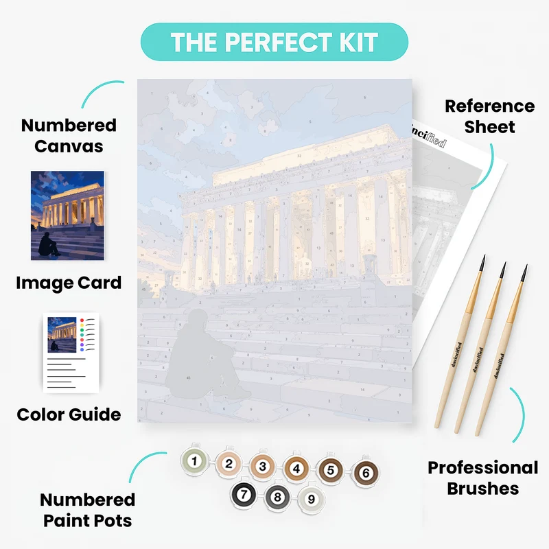Lincoln Memorial Blue Hour - Paint by Numbers Kit