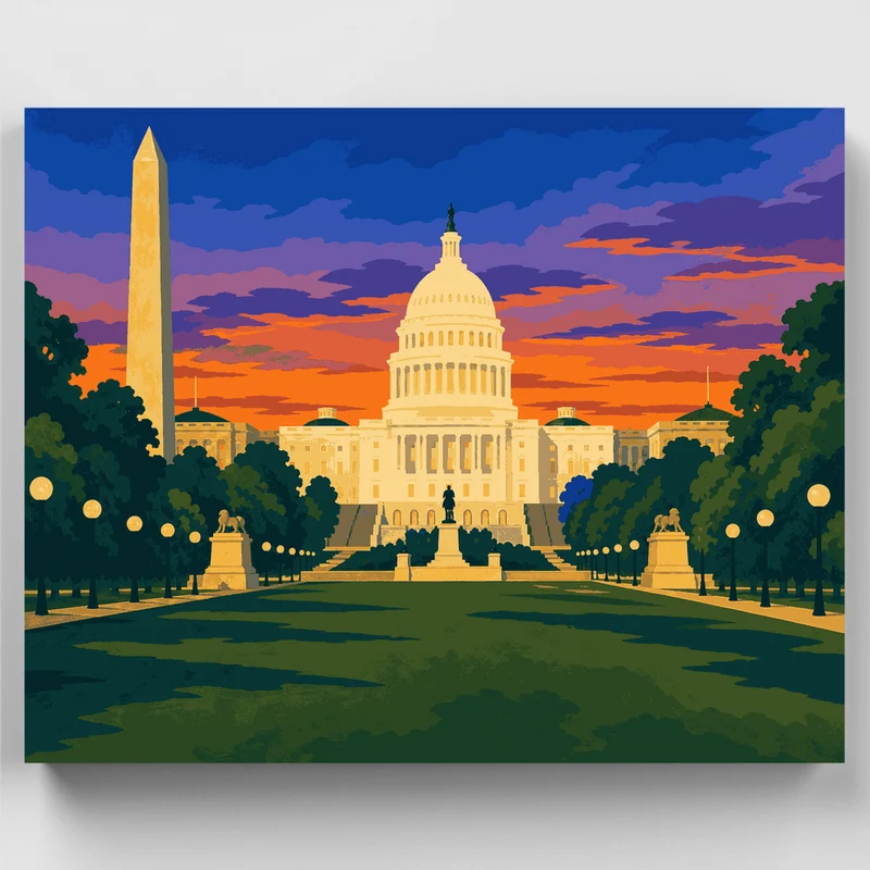 Capitol Dusk Skyline - Paint by Numbers Kit