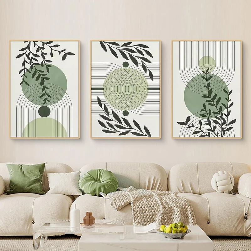 3er Set Boho Poster Grün Pflanzen Wandbilder Wohnzimmer Schlafzimmer