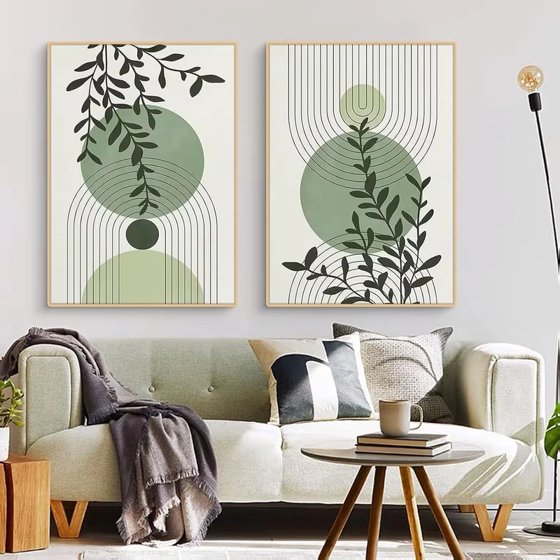 3er Set Boho Poster Grün Pflanzen Wandbilder Wohnzimmer Schlafzimmer