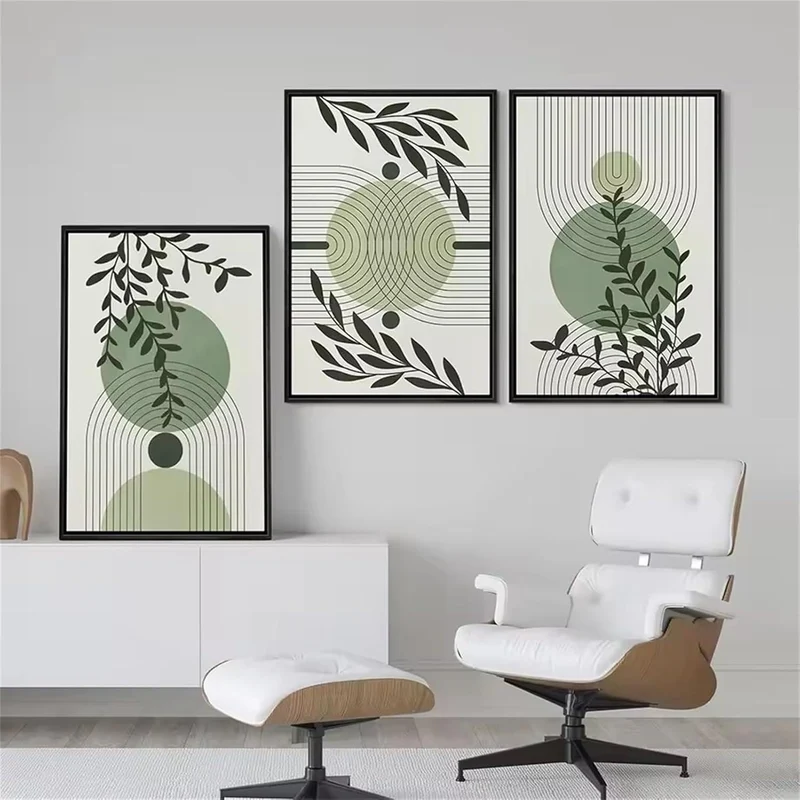 3er Set Boho Poster Grün Pflanzen Wandbilder Wohnzimmer Schlafzimmer