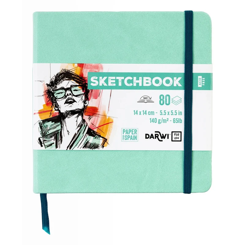 Skic blok DARWI mint zeleni 14 x 14 cm, 140 g/m², 80 listova