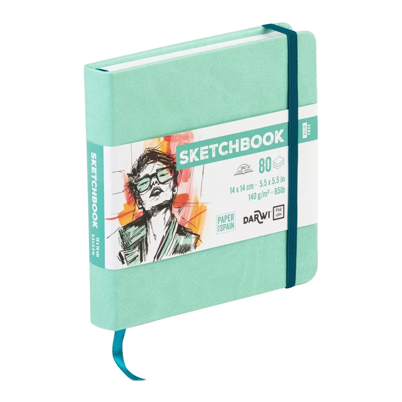 DARWI Skizzenbuch Mintgrün 14 x 14 cm, 140 g/m², 80 Blatt