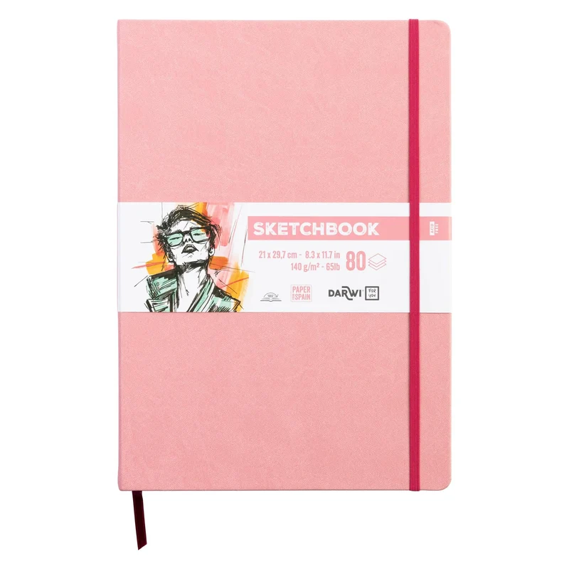 Album da disegno DARWI rosa chiaro A4 – 140 g/m², 80 fogli