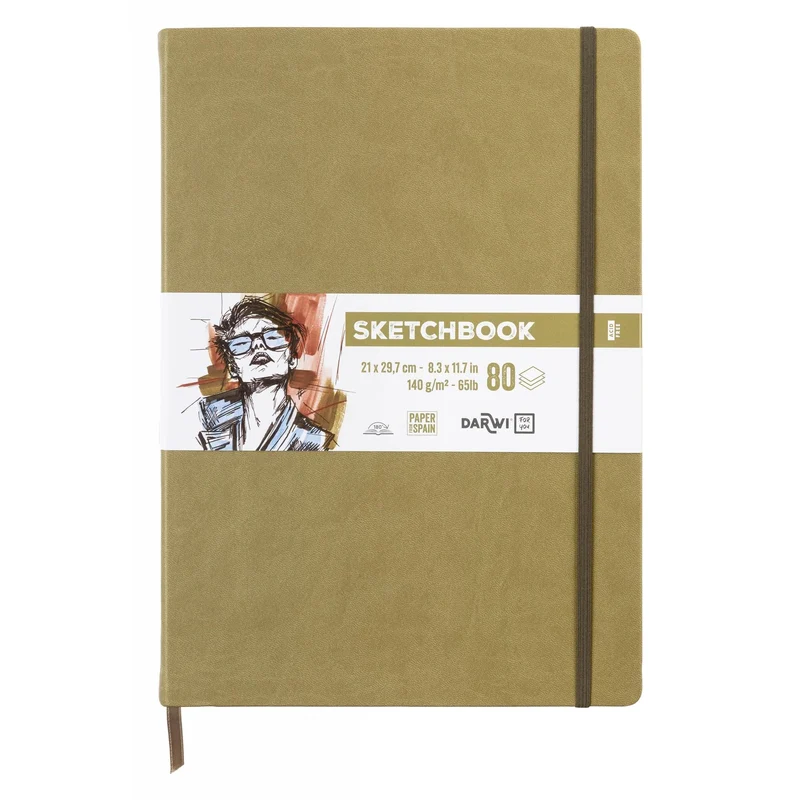 DARWI Skizzenbuch Khaki A4, 140 g/m², 80 Blatt