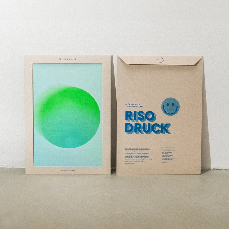 Melting Sun Green/Blue (DIN A3) | Edition SCHEE | Risographie