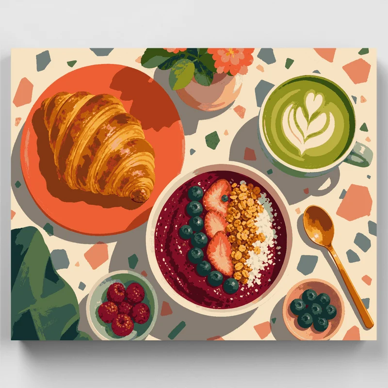 Café Breakfast Bowl - Paint by Numbers Kit