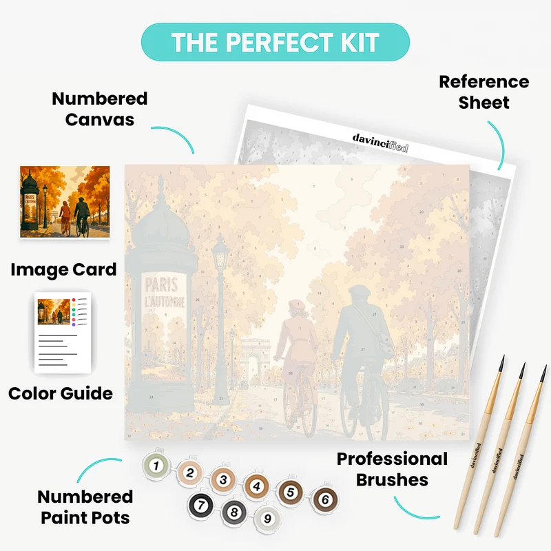 Autumn Cyclists Paris - Paint by Numbers Kit