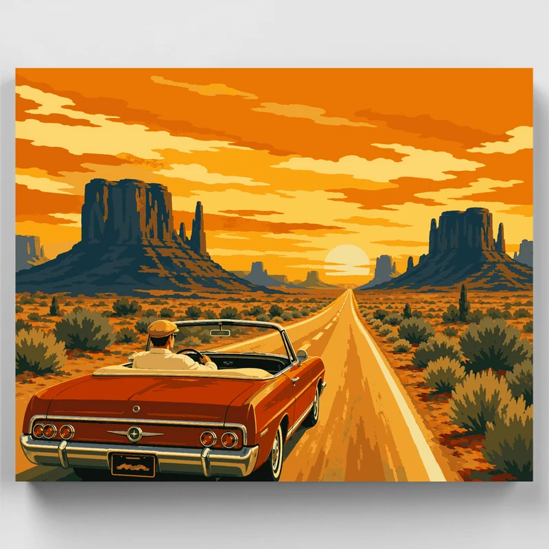 Desert Road at Sunset - Paint by Numbers Kit