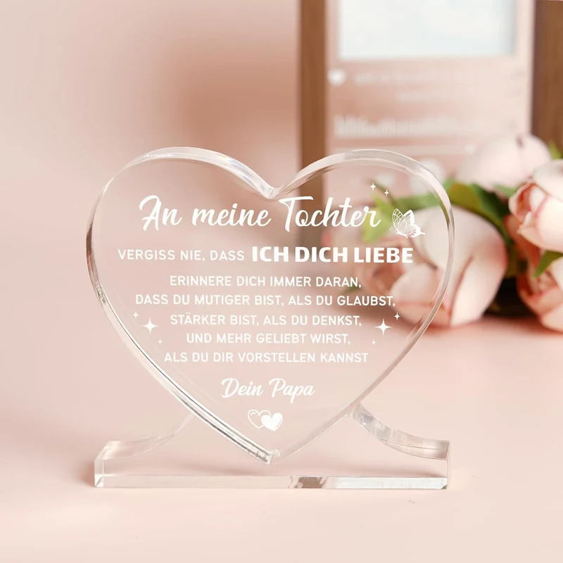 Herz-Deko Acryl - Geschenk für Tochter von Papa