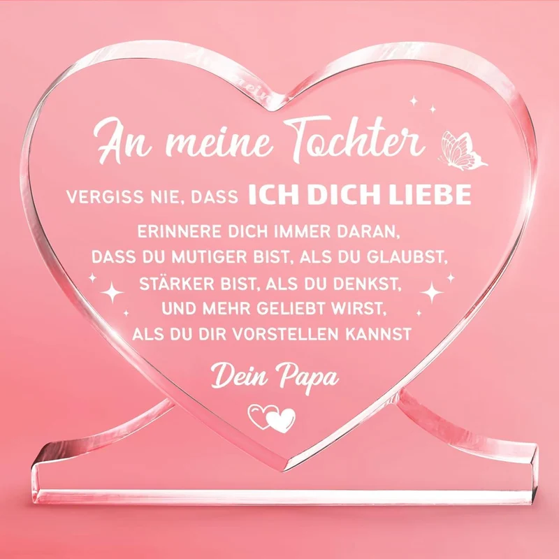 Herz-Deko Acryl - Geschenk für Tochter von Papa