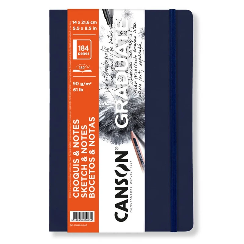 Skizzenbuch CANSON Graduate Art Book 90 g/m² – 184 Blatt, 14 x 21,6 cm, Softcover Dunkelblau