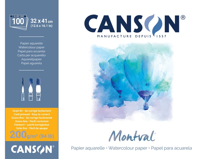 Акварелен блок CANSON Montval CP 200 g/m² – 100 листа, 32 x 41 cm