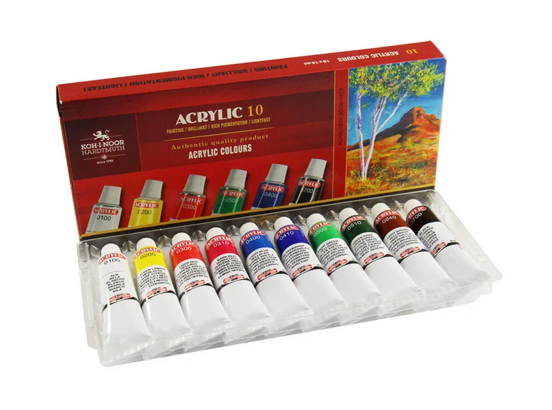 KOH-I-NOOR | Acrylfarben 10er Set - 10 x 16 ml Tuben
