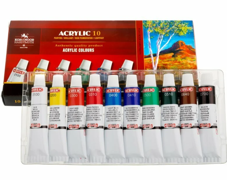 KOH-I-NOOR | Acrylfarben 10er Set - 10 x 16 ml Tuben