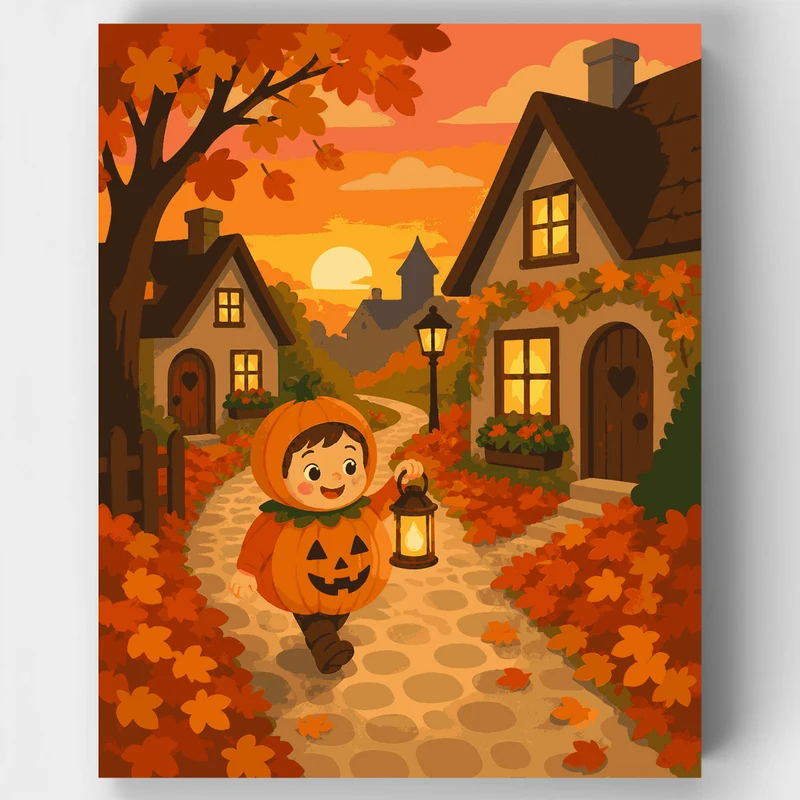 Pumpkin Costume Trick-or-Treater - Paint by Numbers Kit