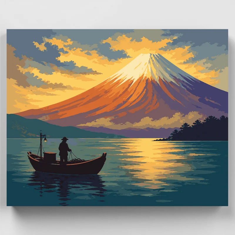 Fisherman at Fuji - Paint by Numbers Kit