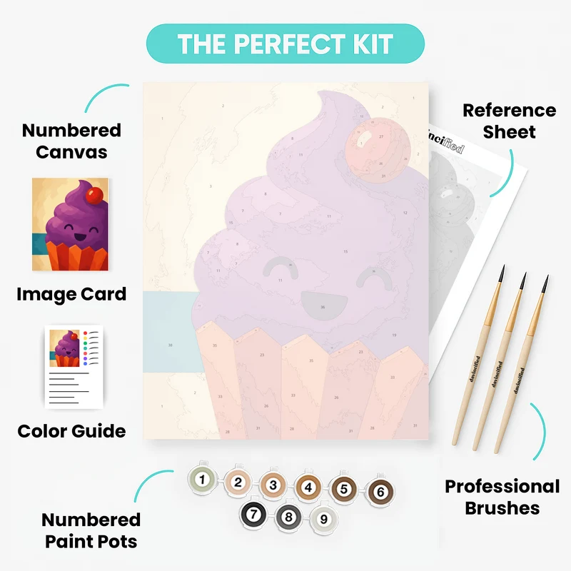 Smiling Cupcake Swirl - Paint by Numbers Kit