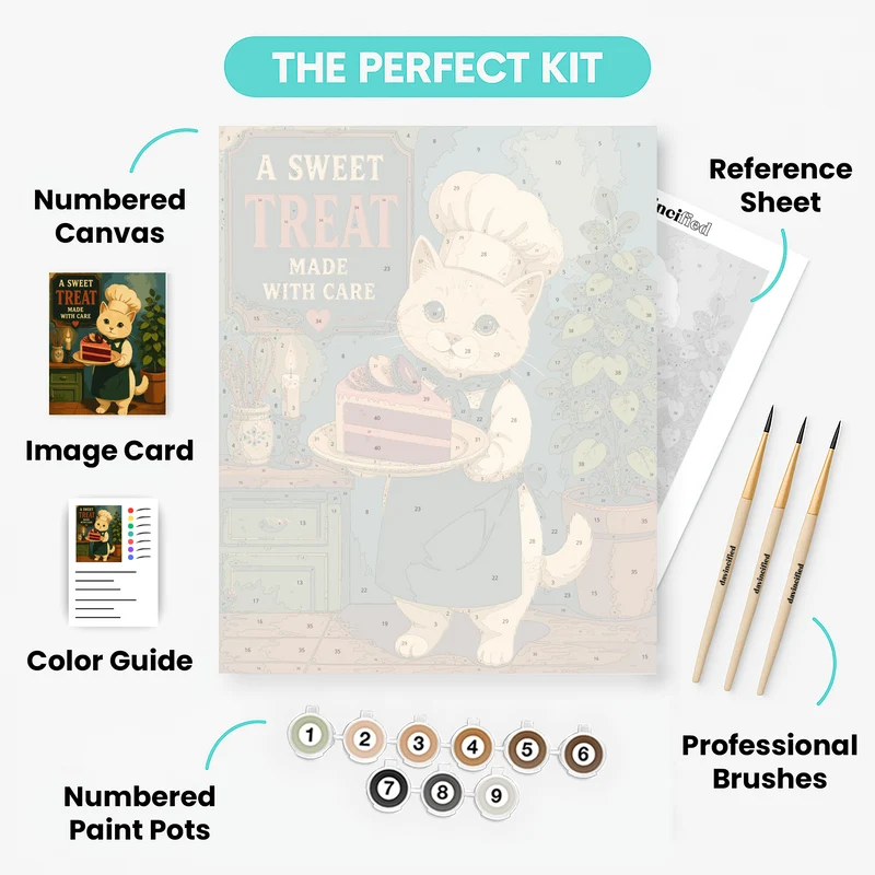 Chef Cat Cake Slice - Paint by Numbers Kit