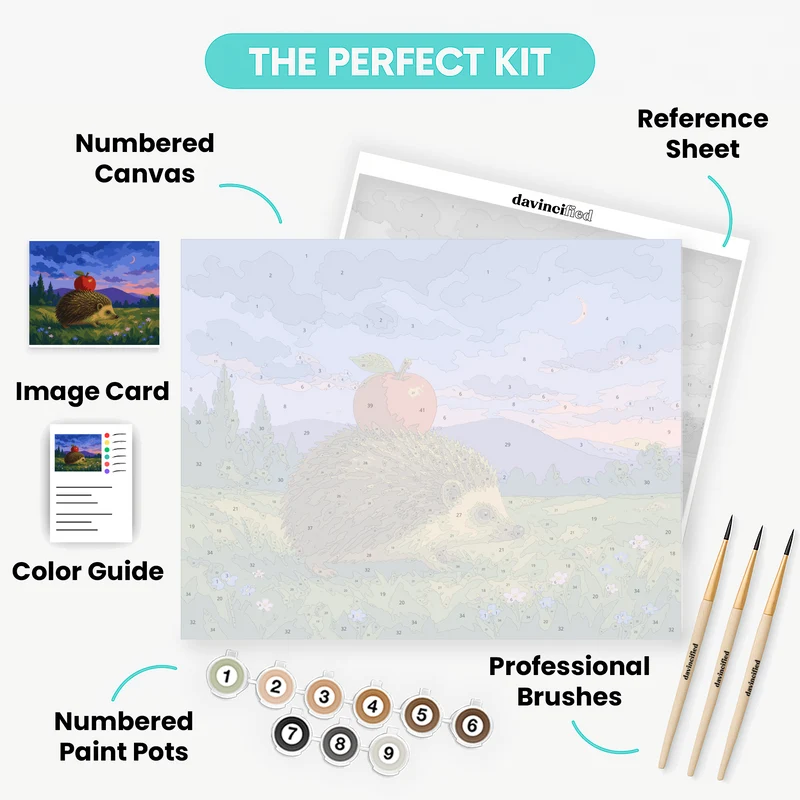 Apple-Topped Hedgehog - Paint by Numbers Kit