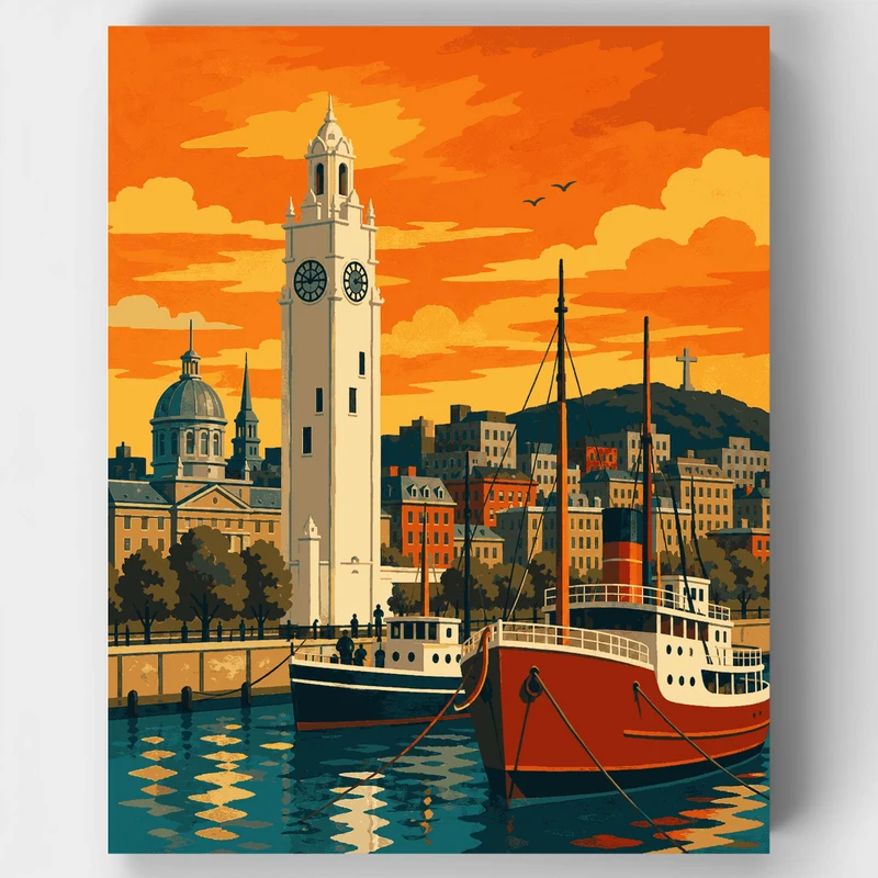 Old Port Clock Tower - Paint by Numbers Kit
