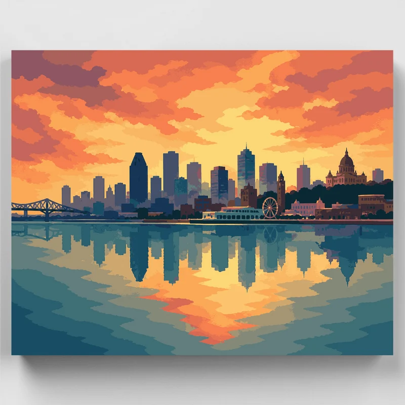 Montreal Dawn Reflection - Paint by Numbers Kit
