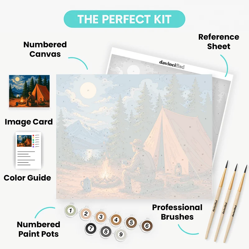 Firelight Under Pines - Paint by Numbers Kit