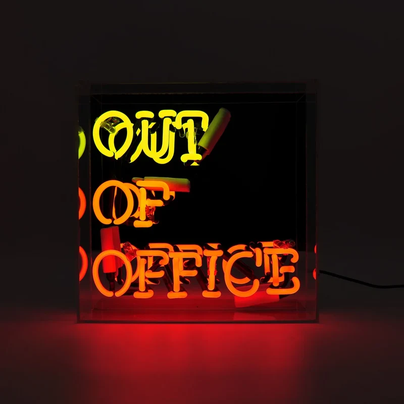Neon Acryl Box “Out of Office” | Büro mit Augenzwinkern | Locomocean