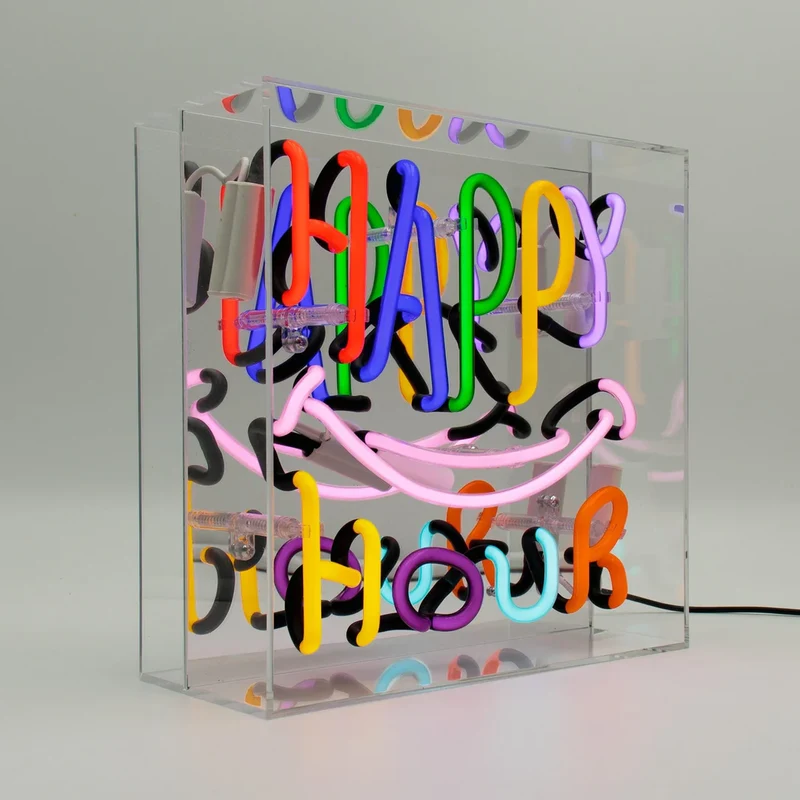 Neon Acryl Box “Happy Hour” | Bar Vibes in Neon | Locomocean