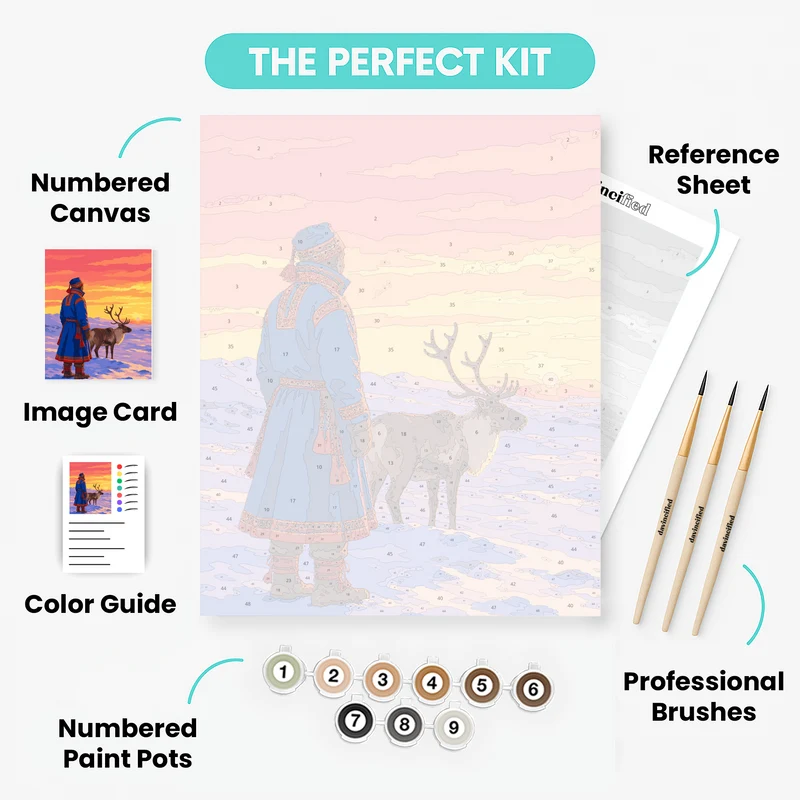 Sami Reindeer Sunset - Paint by Numbers Kit
