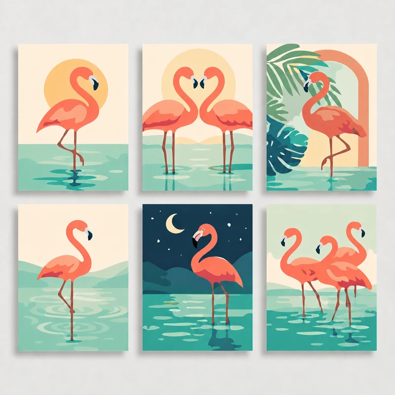 Flamingos - Mini Paint by Numbers Set
