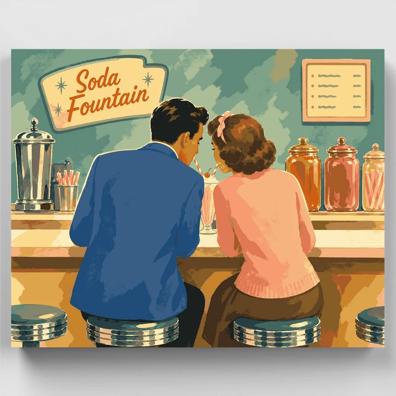 Soda Fountain Date - Paint by Numbers Kit