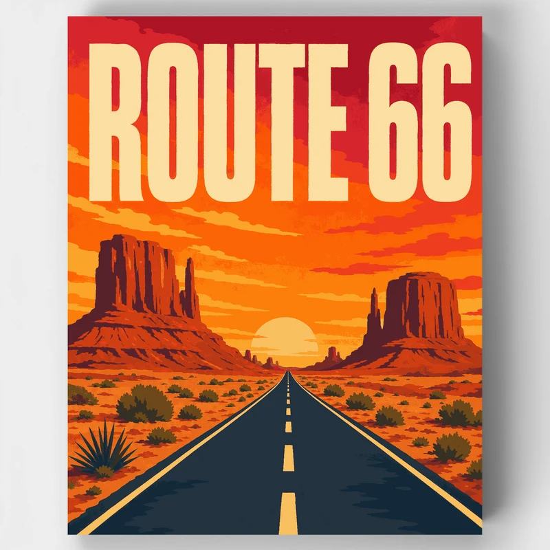 Desert Highway Sunset - Paint by Numbers Kit