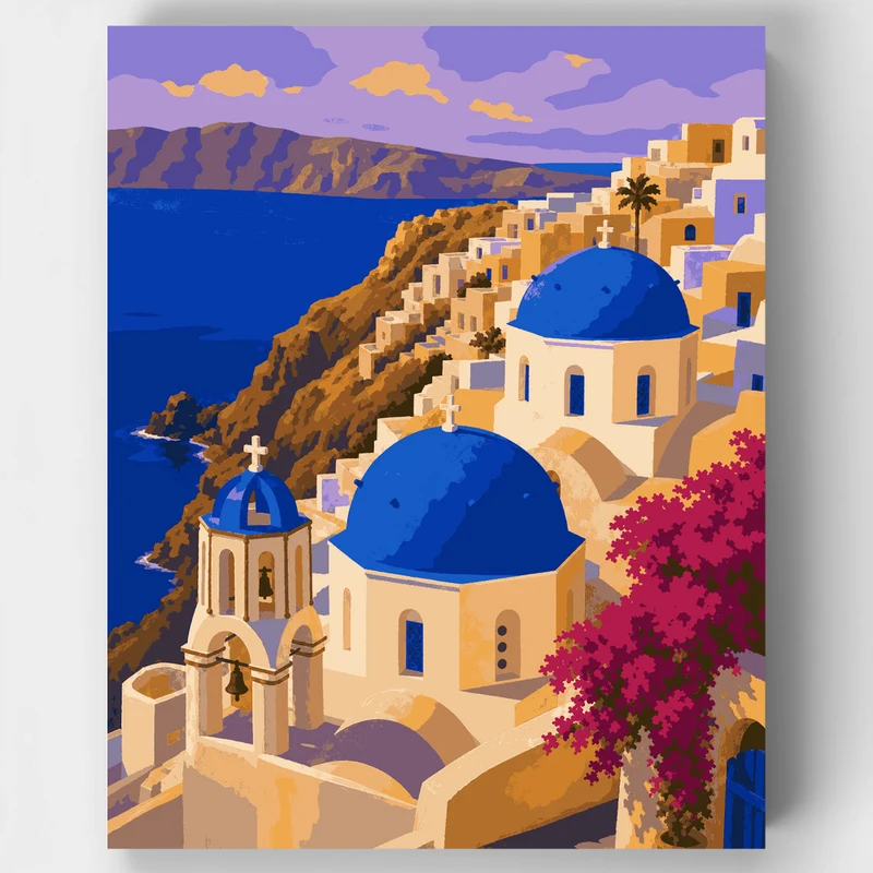Santorini Village - Paint by Numbers Kit
