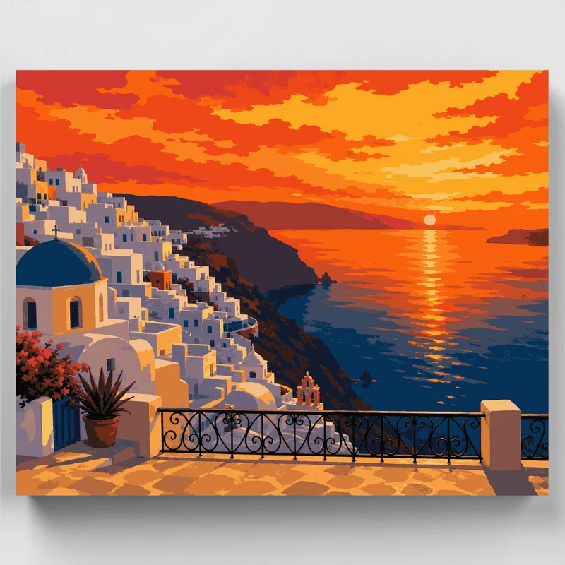 Santorini Dusk - Paint by Numbers Kit